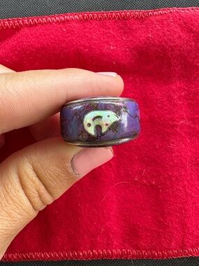 Vintage Purple Composite Turquoise Bear Lab Opal Inlay Southwest Style Ring